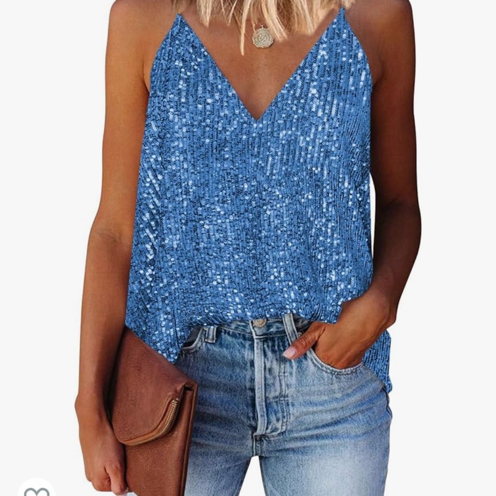Beautiful light blue sparkly camisole top